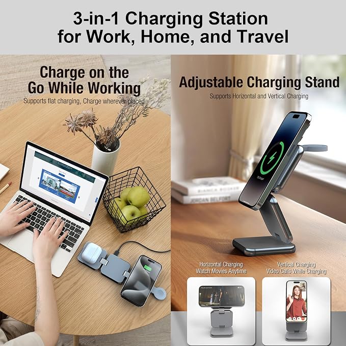 3 in 1 Charging Station for Apple Devices, Magnetic Foldable Wireless Charger - Image 4