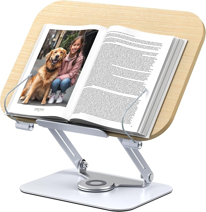 Book Stand for Reading, 360° Adjustable Book Holder, Foldable Book Holder Stand by MOKURU