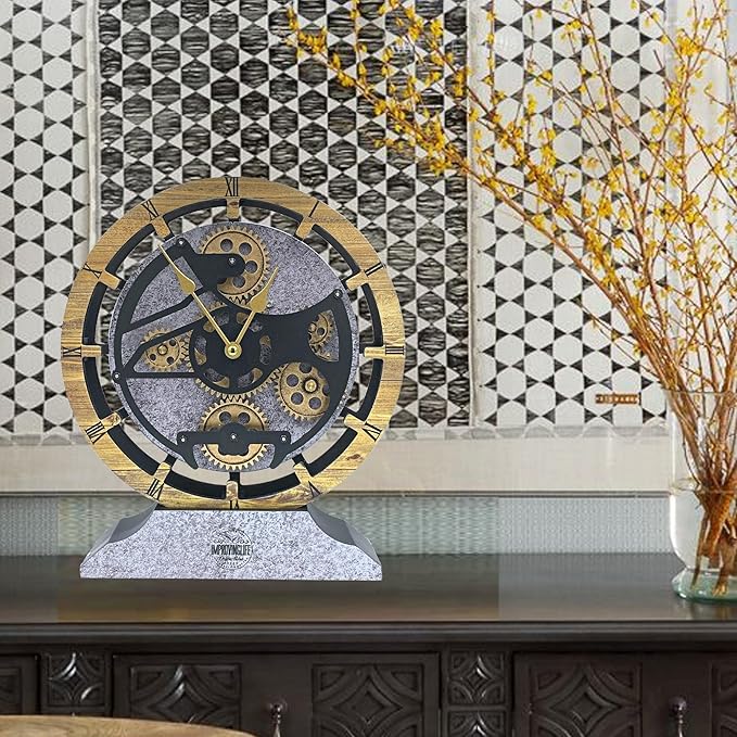 Desk Clock 10 inches with Real Moving Gears Convertible into Wall Clock - Image 3