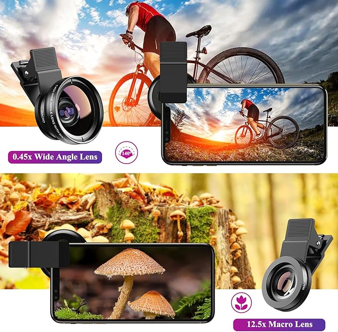 Apexel Phone Camera Lens, 2 in 1 Cell Phone Clip-on Lens Kit 0.45X Wide Angle - Image 4