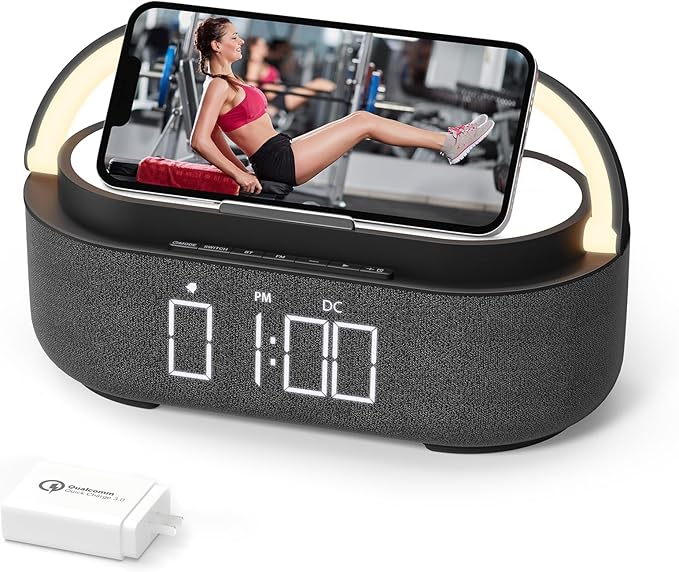 COLSUR Bluetooth Speaker with Wireless Charger, FM Radio, Dimmable LED Night by COLSURCOLORYOURLIFE