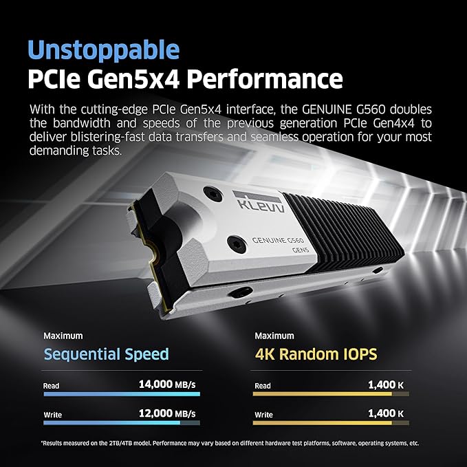 KLEVV Genuine G560 4TB M.2 2280 NVMe PCIe Gen5x4 Internal SSD Heatsink Included - Image 2