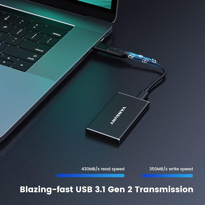 Vansuny 250GB Portable External SSD, USB 3.1 Gen2 430MB/s High-Speed Data - Image 2