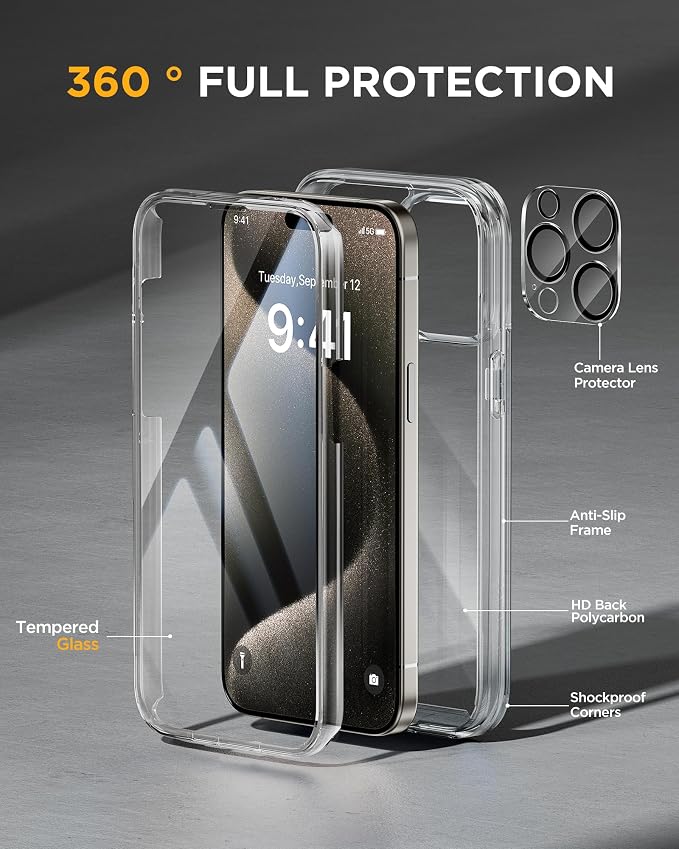 Miracase for iPhone 15 Pro Case, Full-Body Clear Bumper Phone case - Image 2