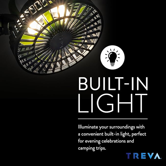 Treva 5 Inch Tripod Fan with Built-In Light and Attachable Phone Mount - Image 4