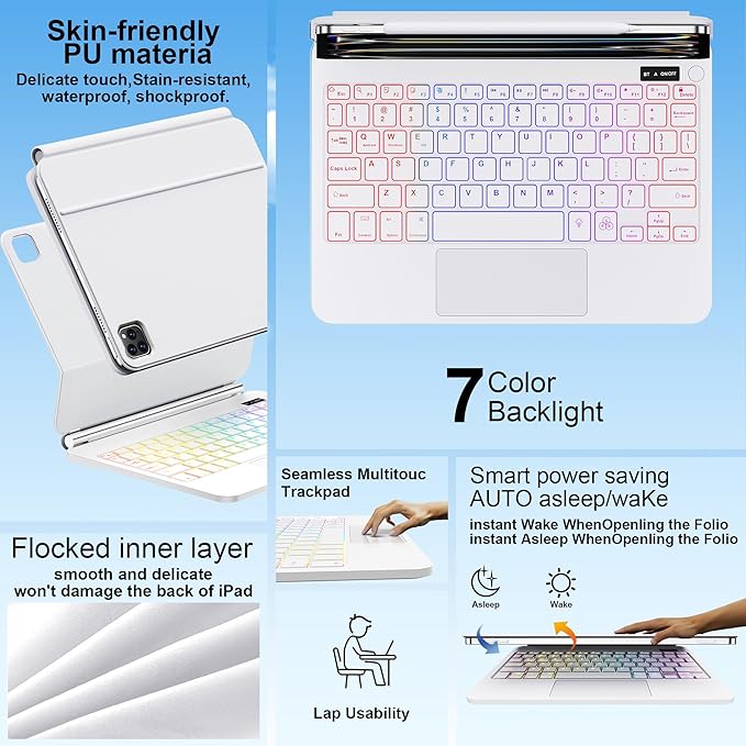 for iPad Pro 13 Inch Case with Keyboard，Magic-Style Magnetic – 7 Colors - Image 5