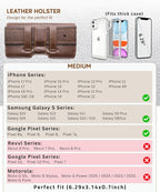 Leather Phone Holster for Men, Horizontal Cell Phone Case, Fits iPhone 17/17 - Image 5
