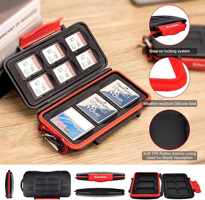 Kiorafoto 9 Slots Professional Water-Resistant Anti-Shock Holder Storage SD - Image 2