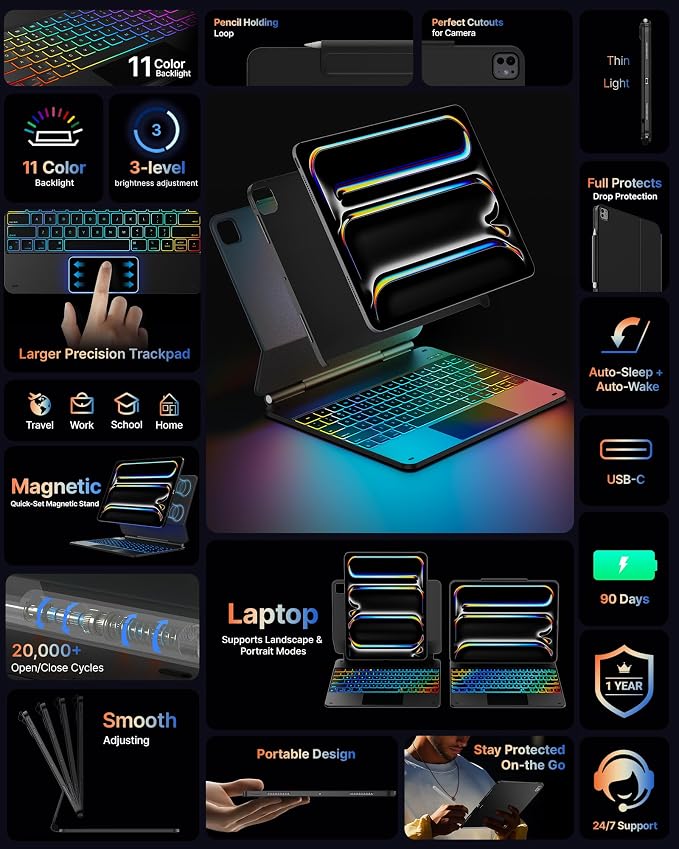 typecase Edge+ Keyboard Case for 2024 iPad Pro 13-inch, Ultra-Slim Detachable - Image 5