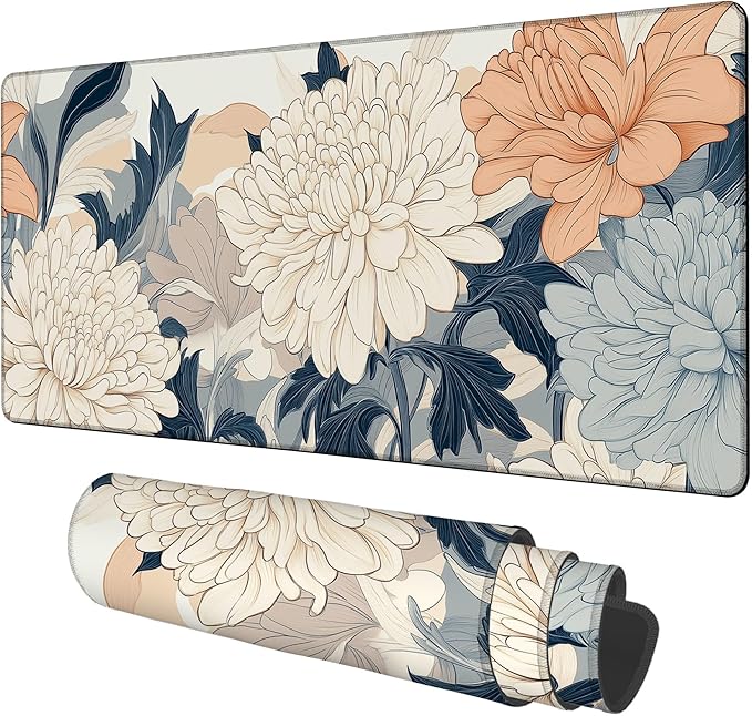Beautiful Chrysanthemum Gaming Mouse Pad 3mm Thick Stitched Edge Waterproof by Unknown