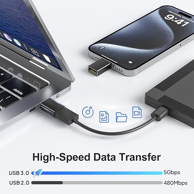 Elebase USB C to USB 3.0 Adapter 4 Pack, Type C Thunderbolt 4 to USB Converter - Image 4