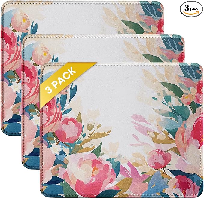 JIKIOU 3 Pack Mouse Pad with Stitched Edge, Comfortable Mouse Pads with by JIKIOU