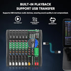 6 Channel Audio Mixer, Professional DJ Mixer Board Sound Music Mixing Console - Image 5
