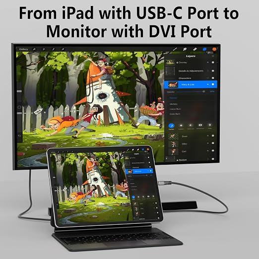4K USB C to DVI Cable 25FT, USB Type-C to DVI-D Adapter Cord, Compatible - Image 4