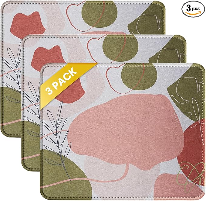 JIKIOU 3 Pack Mouse Pad with Stitched Edge, Comfortable Mouse Pads with by JIKIOU