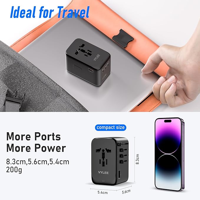 120W Universal Travel Adapter, GaN III International Power Adapter, 4 USB-C 1 - Image 6