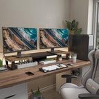 WESTREE Dual Monitor Stand Riser, Wood and Steel Multi-Purpose Desktop Storage - Image 5