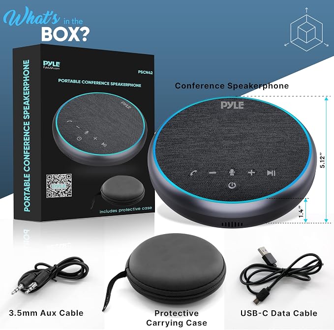 Pyle Portable Conference Speakerphone, 10m Omnidirectional Microphone Coverage - Image 7