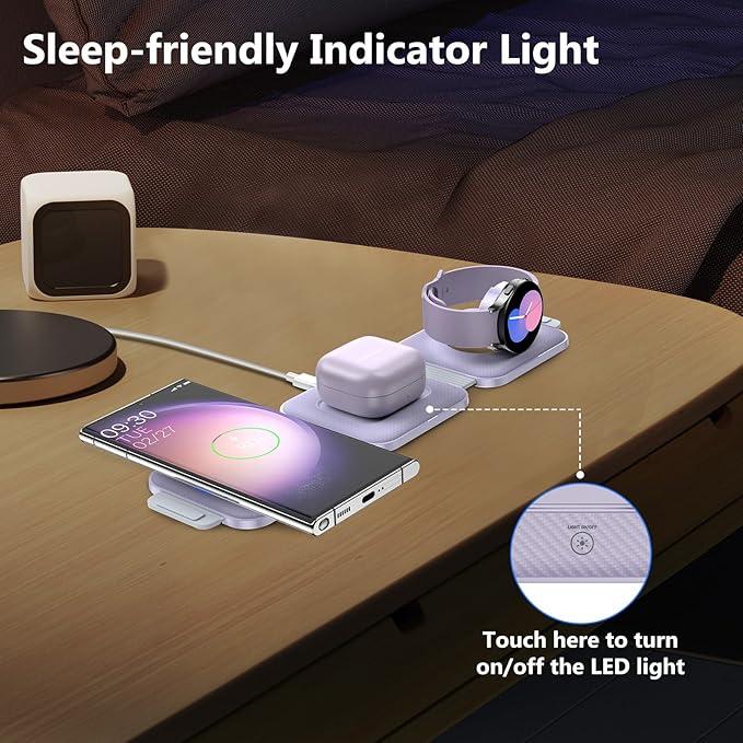 Travel Charger for Samsung Multi Devices, Foldable 3 in 1 Wireless Charging - Image 6