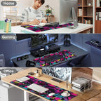 Abstract Grunge Elements Desk Mat, Large Neon Color Patterns Gaming Keyboard - Image 7