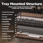 YUNZII WOOD68 Wireless Mechanical Keyboard, 65% Layout Wood Gaming Keyboard - Image 4