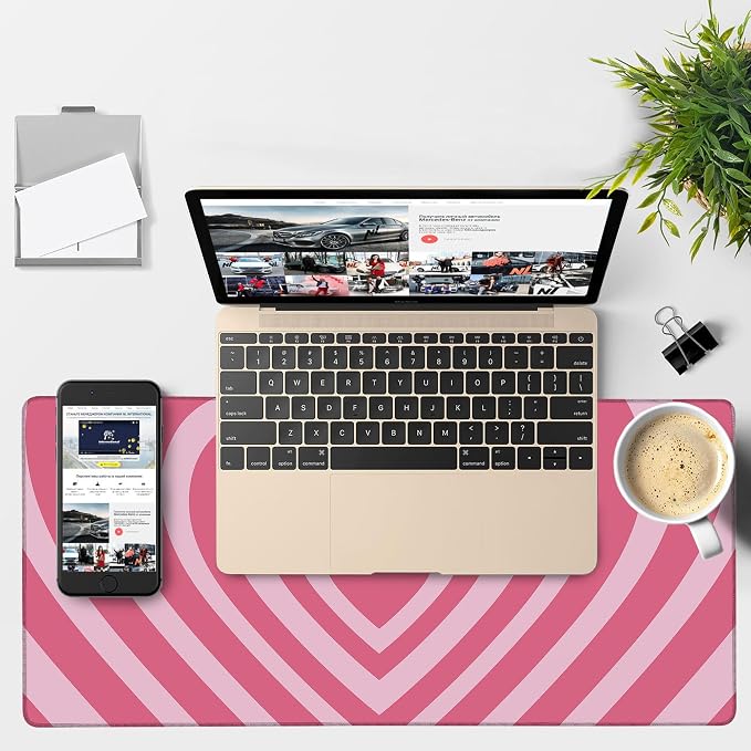 Gaming Desk Pad Large Extra Length Retro Style Hearts Mouse Pad Keyboard Laptop - Image 4