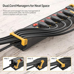 CRST 6 Outlets Wide Spaced Power Strip, Metal Wall Mount Surge Protector Power - Image 3