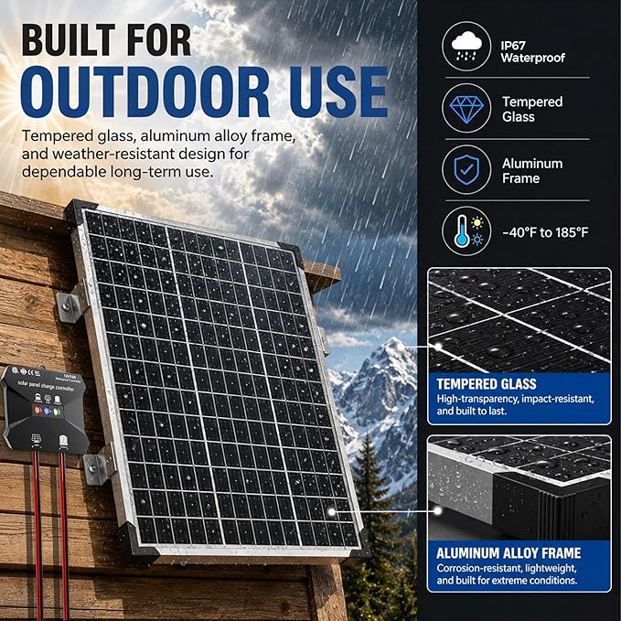 Voltset 50W Solar Panel Kit - 12V Solar Battery Charger Maintainer - IP67 - Image 3