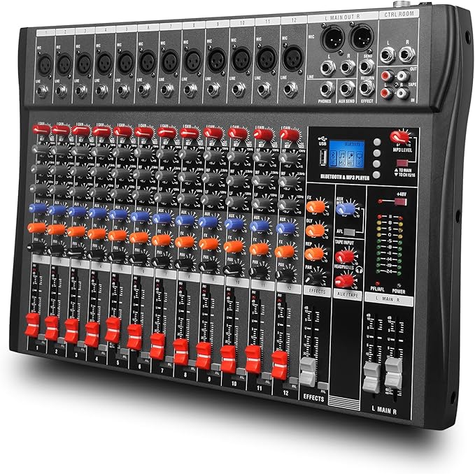GX12 Professional Sound Board Console 12 Channel Mixer Interface Digital USB by Yamnweo
