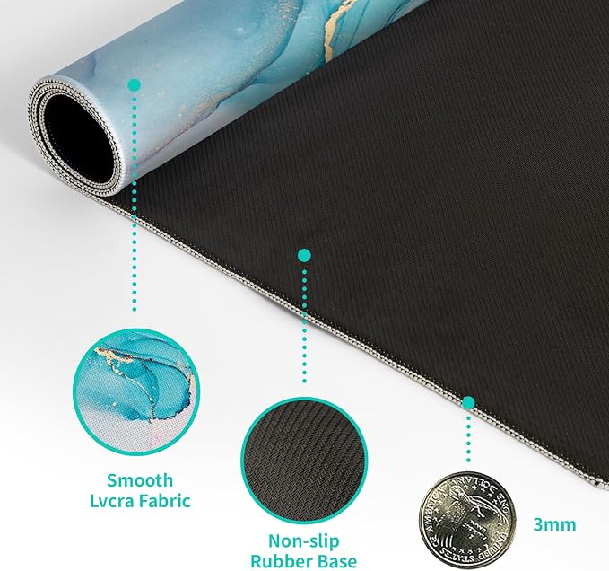 Teal Marble Extended Mouse Pad 31.5x11.8 Inch Turquoise Desk Marble Mousepad - Image 8