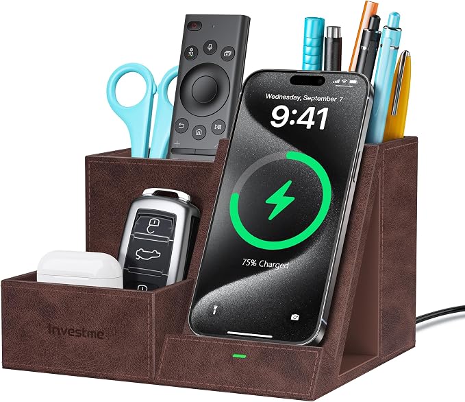 Wireless Charger with Desk Organizer, Pen Pencil Holder, Office Supplies and by Investme
