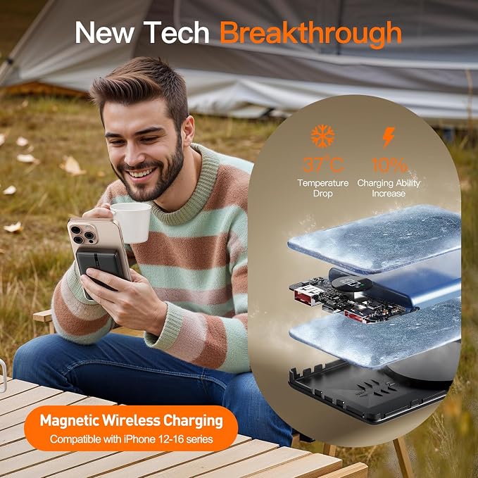 Magnetic Portable Charger, 16800mAh Wireless Power Bank, - Image 3