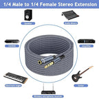 1/4" Male to Female Stereo Headphone Extension Cable - 25ft Quarter Inch Guitar - Image 5