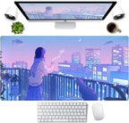 Purple Anime Kawaii Desk Mat Mousepad Cute Cat XXL Large Gaming Japanese Girly by LuckyCow