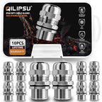 QILIPSU 10pcs 1/2" NPT 304 Stainless Steel Cable Gland Long Thread Waterproof by QILIPSU