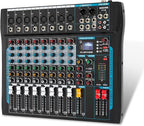 8 Channel Audio Mixer Sound Board Mixer 16 DSP Effect Audio Interfacer w/USB by SIKUING