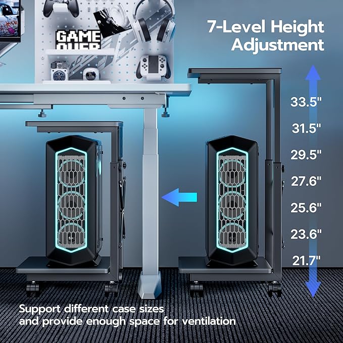 ARES WING Height Adjustable Computer Tower Stand, 2-Tier PC Tower Stand - Image 3