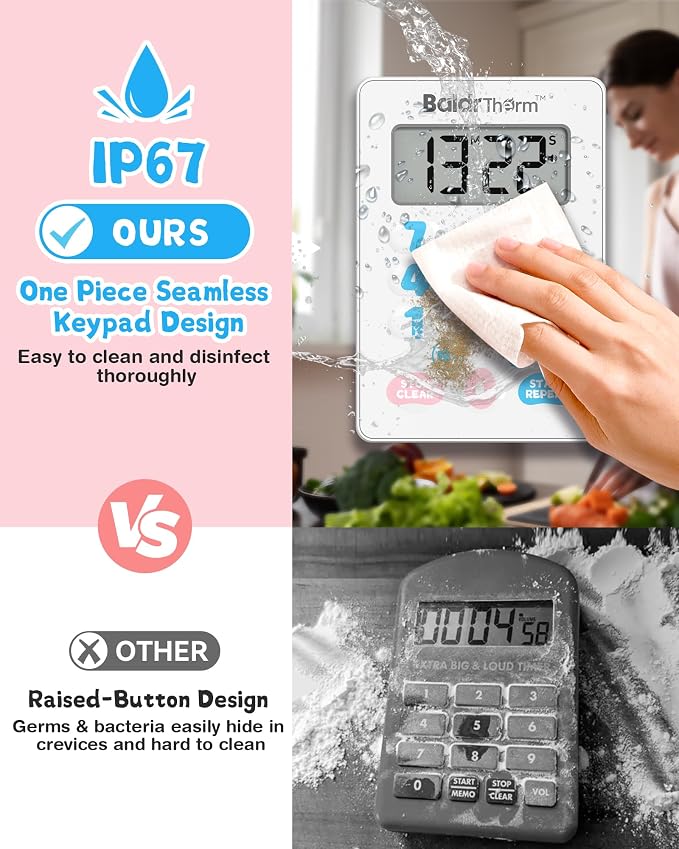 BaldrTherm Digital Kitchen Timer, Magnetic Waterproof Countdown Timer - Image 3