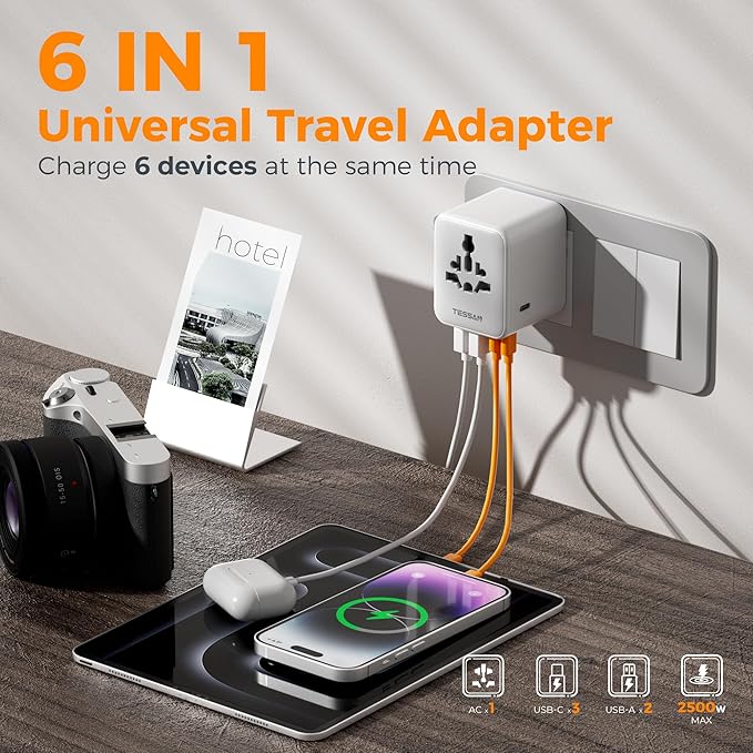 TESSAN Universal Travel Adapter 28W, International Power Adapter - Image 4