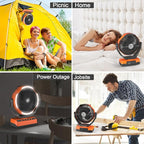 PANERGY Camping Fan with Light - 20000mAh Rechargeable Battery Fan with Charger - Image 7