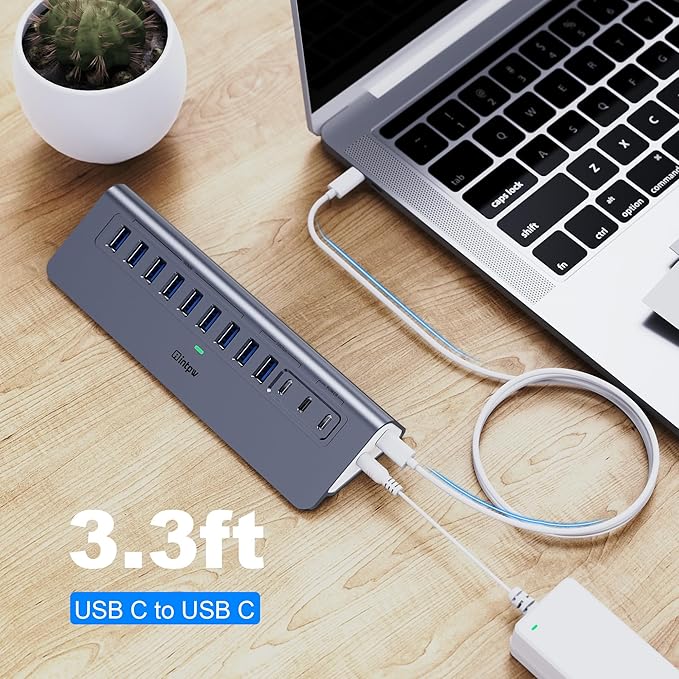 Powered USB Hub 10Gbps, intpw YH9AC 12-Port USB Splitter - Image 7