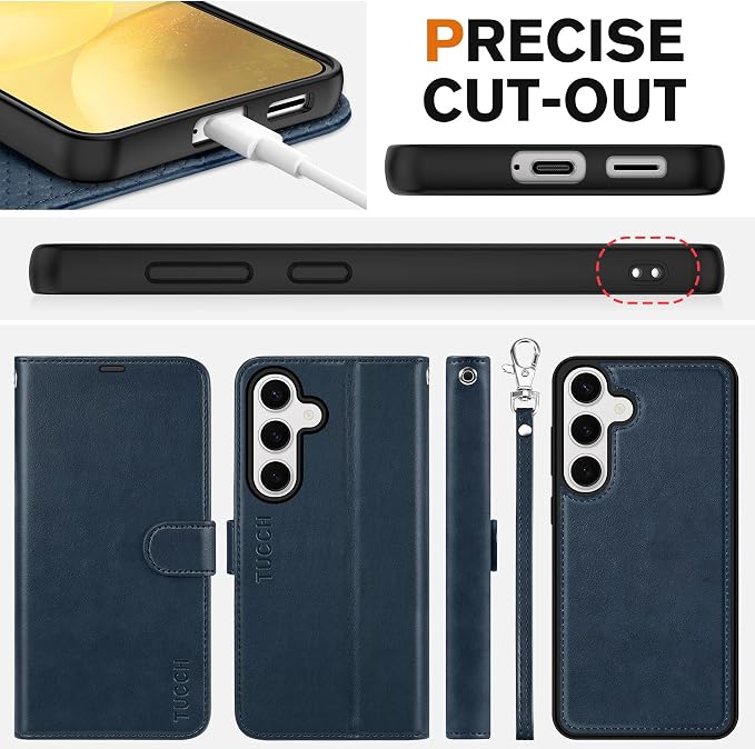 TUCCH Case for Galaxy S25 Plus, 2 in 1 Magnetic PU Leather Wallet - Image 8