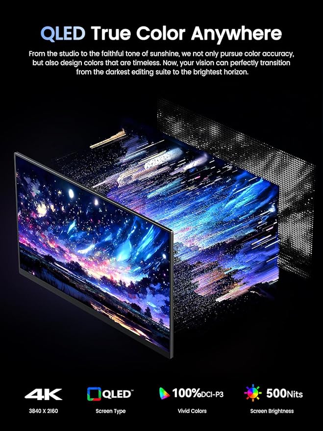 UPERFECT Portable Monitor 4K 120HZ QLED 17.3" | 0.1ms Gaming Monitor, 500 Nits - Image 4