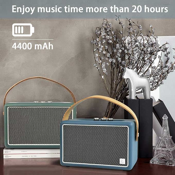 Vintage Bluetooth Speakers, KONEX 40W Leather Portable Wireless Speaker - Image 5
