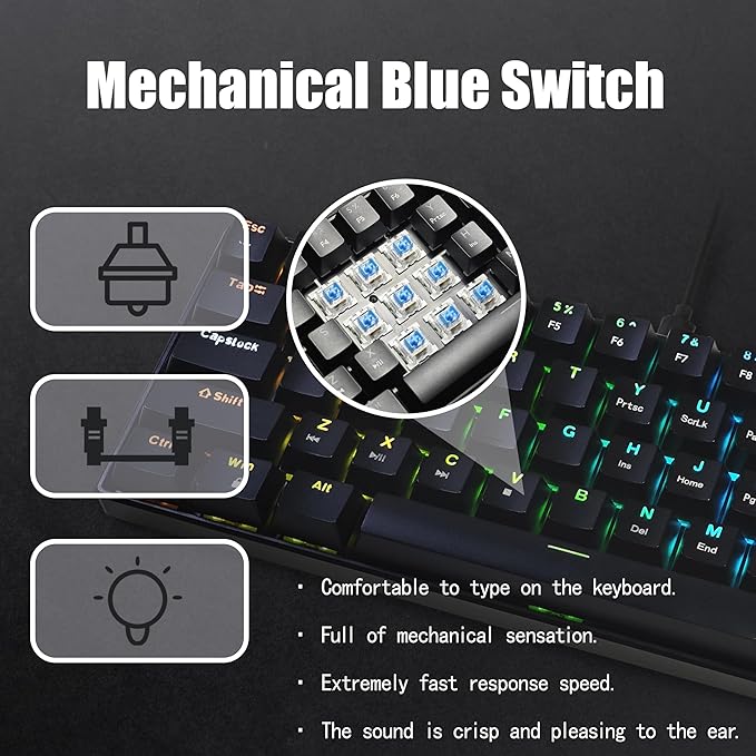 Mechanical Keyboard, 60% Mechanical Gaming Keyboard - Image 2