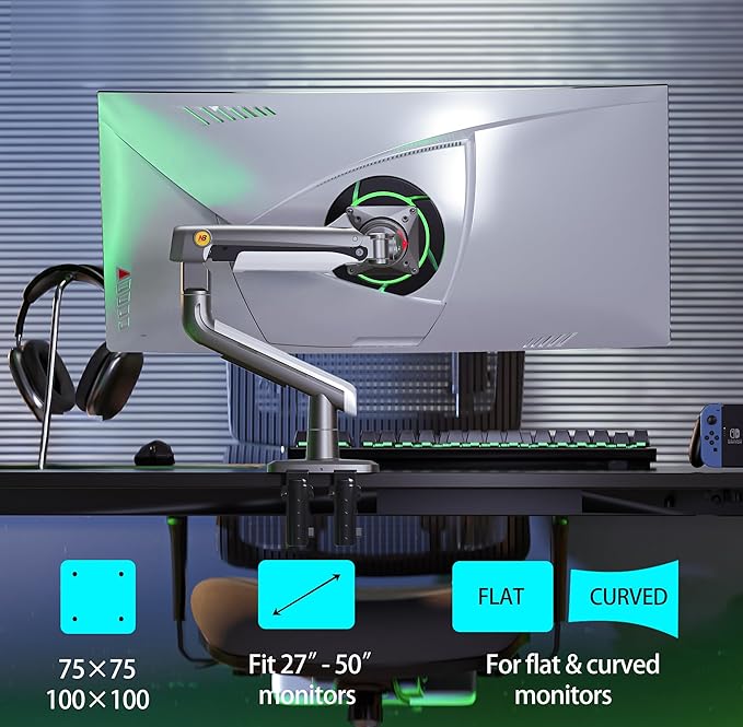 Gaming Monitor-Arm for Flat/Ultrawide/Curved Monitors 27'' to 50 inch, Heavy - Image 6