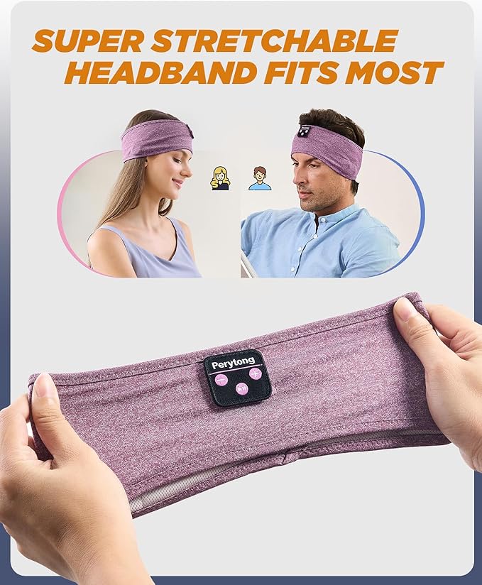 Perytong Sleep Headphones Bluetooth Headband, Headband Headphones - Image 8