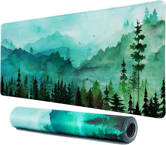 Lokigo Green Forest Mouse Pad, Waterproof Extended Large Gaming Mousepad by Lokigo