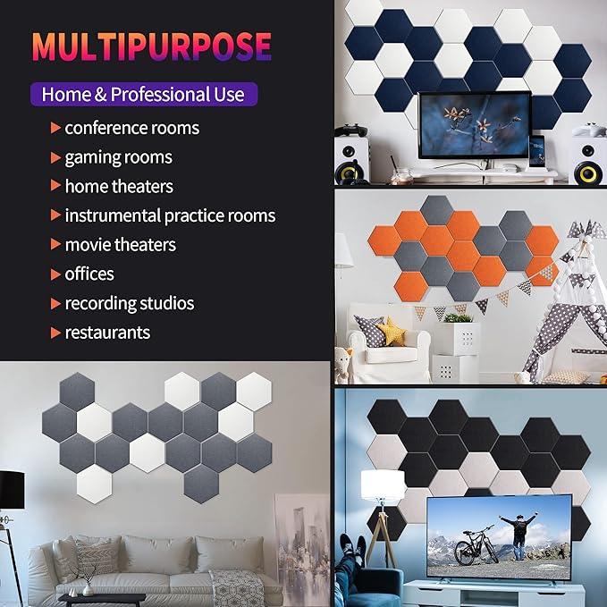 Mollywell Hexagon Acoustic Panels, High Density, Soundproofing, Decorative - Image 6