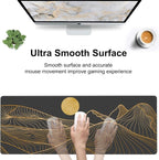 Abstract Golden Mountain Desk Mat, Large Gold Line Art Gaming Keyboard Mouse Pad - Image 5
